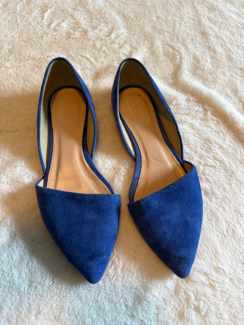 J. Crew Cobalt Blue Suede Pointed-Toe D'Orsay Flats